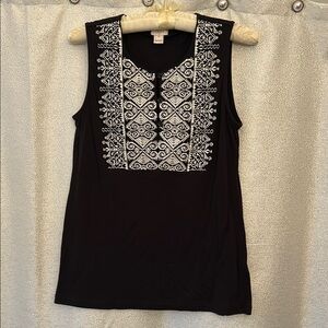 Black Embroidered Sleeveless Top